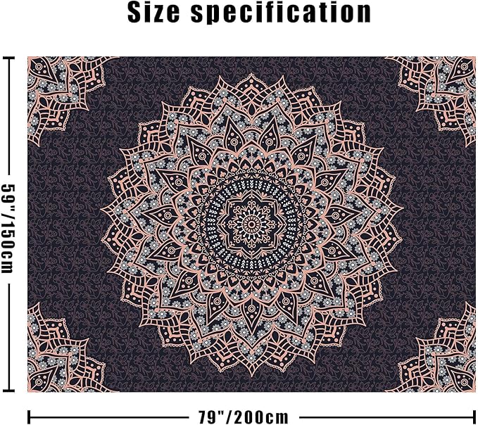 Edeesky Black Mandala Tapestry Wall Hanging Psychedelic Wall Tapestry Aesthetic Indian Hippie Decor Bohemian Art Boho Home Decoration for Bedroom,Living Room,Dorm