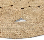 · REDEARTH · Round Area Rug - 5 Feet Braided Scalloped Abaca Embrace Natural Jute Rug- Artisan Made Boho Jute Patterned Rugs for Bedroom, Kitchen, Living Room, Farmhouse, Handmade Vintage Décor