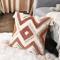 JASEN Boho Throw Pillow Cover with Tassels, Woven Tufted Decorative Pillow Cover, Orange Pillow Covers 18x18 for Couch Sofa Bedroom Living Room（No Pillow Insert, 1Pcs）