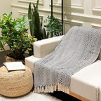Chardin home - Black & Cream Braided Waffle Weave Throw, 50x60 in Recycled Cotton- Large, Wearable, Breathable, Skin-Friendly Everyday Blanket for Couch, Bed, Sofa - Soft Lightweight Picnic Rug