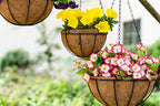 Kingbuy 8" Metal Hanging Plant Baskets with Coconut Liner (2 Pack) - Farmhouse Wire Planters Flower Pots for Plants Ferns Indoor Outdoor Balcony Patio Garden Decoration