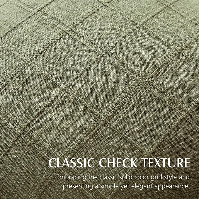 Foindtower Set of 2 Decorative Linen Check Throw Pillow Covers Neutral Farmhouse Vintage Cushion Covers Modern Boho Home Decor for Sofa Chair Couch Bedroom Living Room,22×22 Inch,Sage Green
