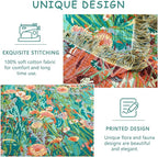 Boho Throw Blanket - 90"x108" 100% Cotton Ultra Soft Lightweight Spring Blanket, 4-Layer Breathable Muslin Blankets for Bed Couch, Reversible Green Floral Printed Bohemian Cotton Quilt