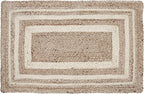 VHC Brands Jute Rug Rectangle with Pad, Natural and Crème, 20x30