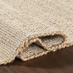 nuLOOM 6x9 Elfriede Jute & Cotton Hand Woven Area Rug, Natural, Solid Rustic Farmhouse Style, Weaved Design, Natural Fiber, For Bedroom, Living Room, Dining Room, Hallway, Office, Entryway