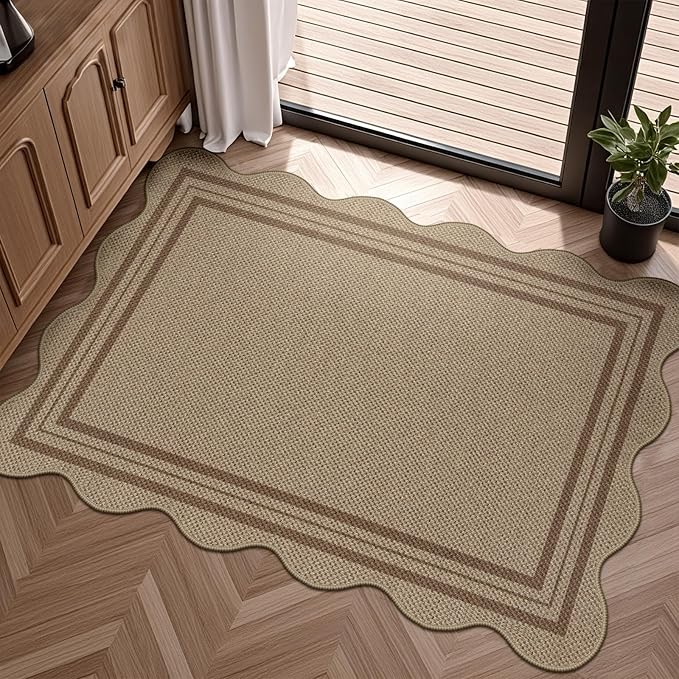 Easy Jute Outdoor Mats for Front Door, 2x3 Small Washable Kitchen Rugs, Farmhouse Brown Throw Rug Non Slip Indoor Outdoor Carpet for Porch Entryway Foyer