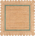 SAFAVIEH Natural Fiber Collection Area Rug - 6' Square, Natural & Light Green, Handmade Jute, Ideal for Living Room, Bedroom, Dining Space (NF896W)