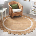SAFAVIEH Natural Fiber Collection Area Rug - 4' Round, Natural/Ivory, Geometric Design, Ideal for High Traffic Areas in Living Room, Bedroom, Dining (NF896A)