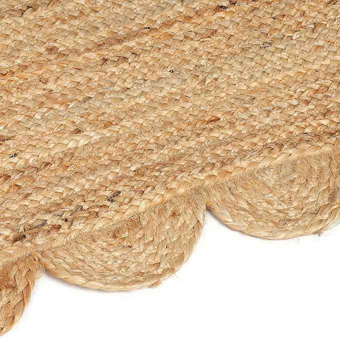 Hand Woven Jute Area Rug - 5' x 8' Feet - Rustic Beige Reversible Rectangular Rugs for Bedroom, Kitchen, Living Room - Vintage Natural Braided Entry Floor Décor Boho 5 x 8 Area Rug