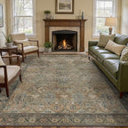GENIMO 4x6 Area Rugs for Living Room, Machine Washable Non Slip Vintage Rugs, Low Pile Lightweight Chenille Print Rug for Bedroom, Dining Room, Home Office, Warm Taupe