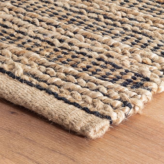 Dash and Albert Simba Black Handwoven Jute Rug, 9.5 X 13.5 Feet, Black Solid Pattern - Premium Luxury Hotel Quality Soft Breathable Hypoallergenic Machine Washable Easy Care All Season Comfortable