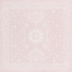 Rugs.com Outdoor Aztec Collection Rug – 10 Ft Square Pink Flatweave Rug Perfect for Living Rooms, Kitchens, Entryways