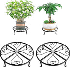 2 Pack 12 Inches Metal Plant Stand for Indoor and Outdoor, Flower Pot Holder for Living Room and Garden, 3 Inches Tall Garden Plant Rack (12 inches, Black)