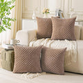 Set of 4 Light Brown Decorative Throw Pillow Covers 24x24 Inch Corduroy Pillow Covers for Bed Couch Sofa Living Room Soft Square Cushion Cases