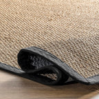 Nuloom Elijah Black/Natural, 6' x 9', Basketweave, Seagrass, Soft and Textured, High Traffic, Stain Resistant, Easy Clean, Durable Area Rug for Bedroom, Living Room, Dining, Den, Foyer, Entryway