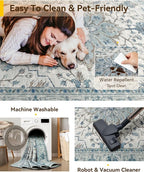 Area Rugs 2'6''x5' Runner Rug Non Slip Washable for Kitchen Hallway Bedroom Beside Laundry Room Bathroom Rug, Floor Carpet, Light Blue Navy Beige Gray White