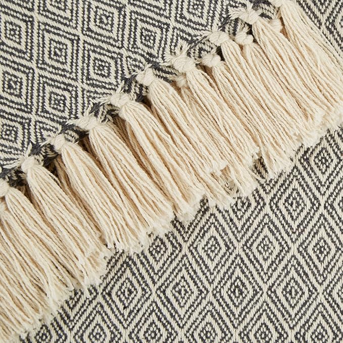 DII Global, Fields of Diamond Woven Throw, 50x60, Mineral