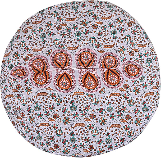 35" Pink Brown Mandala Floor Pillow Cushion Seating Throw Cover Hippie Decorative Bohemian Ottoman Poufs Pom Pom Pillow Cases Boho Indian Pet Dog Bed Cover