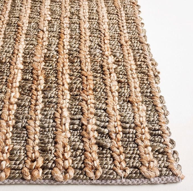 SAFAVIEH Natural Fiber Couture Collection Area Rug - 6' x 9', Green & Natural, Handmade Jute, Ideal for Living Room, Bedroom, Home Office, Dining Space (NFC101Y-6)