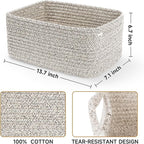 3-Pack Storage Baskets for Organizing | Woven Shelf Toy Basket | Rope Baskets for Gifts Empty | Closet Organizer Bins with Handles | Cube Decorative Box | 13.7×7.1×6.7” | Mixed brown