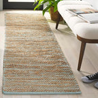 SAFAVIEH Cape Cod Collection Runner Rug - 2'3" x 8', Turquoise & Natural, Handmade Jute, Ideal for Living Room, Hallway, Foyer, Bedroom (CAP236K-28)