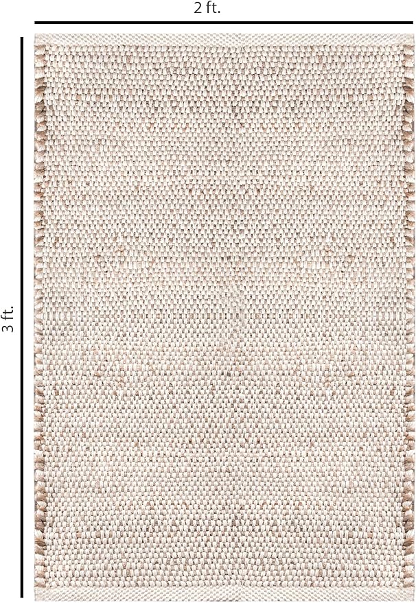 S & L Homes Jute Cotton Hand Woven Natural Farmhouse Area Rug for Living Room Bedroom Kitchen Hallway Entryway- Rustic Vintage Bohemian Decor - (2' x 3' Natural)