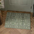 Green Area Rug 2x3 Entryway Washable Soft Carpet Vintage Non Slip Indoor Kitchen Entrance Door Mat Traditional Retro Distressed Small Throw Rug Bathroom Laundry Bedroom
