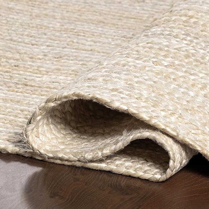 nuLOOM 2x16 Rigo Jute Hand Woven Area Rug, Off White, Solid Farmhouse Design, Natural Fiber, For Bedroom, Living Room, Dining Room, Hallway, Office, Kitchen, Entryway
