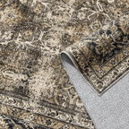 Vintage Area Rug 6x9 Brown Washable Living Room Large Carpet Non Slip Bedroom Indoor Office Low Pile Traditional Distressed Retro Accent Rug for Dining Room Kitchen