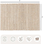 · REDEARTH · Jute Cotton Area Rug - 2'x3' Rectangular Rug, Sustainable Handwoven, Non-Shedding, Soft & Durable – Reversible, Neutral Tones for Home Décor in Living Room, Dining Room, Bedroom