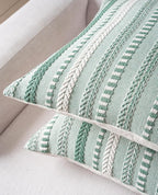 Boho Throw Pillow Covers 22x22 Inch Set of 2, Farmhouse Decorative Couch Pillow Cases, Light Green Accent Pillows of Bed, Sofa Bedroom Living Room Home Decor Cushion Cover