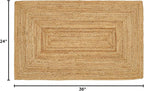 Hand Woven Jute Area Rug - 2’x3’ Feet - Rustic Beige Reversible Rectangular Rugs for Bedroom, Kitchen, Living Room - Vintage Natural Braided Entry Floor Décor Boho Jute Rug 2x3 Feet