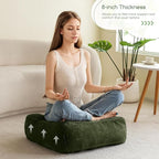 HIGOGOGO 8" Extra Thick Floor Pillow Cushion for Adults, Meditation Cushion Pillow, Large Square Floor Sitting, Tufted Corduroy Cover, for Tatami Living Room or Yoga, 22x22 Inch, Dark Green