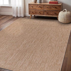 Washable Indoor Outdoor Rug 10x14 Weather Resistant Area Rugs Modern Solid Jute Rug for Porch Deck Balcony Backyard Patio Outside Carpet (10 X 14 Jute Beige)