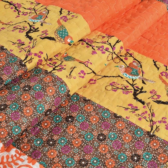 Lush Decor Royal Empire Reversible Cotton Throw Blanket, 50" W x 60" L, Tangerine - Throw Blankets for Bed - Couch Blanket - Boho Throw Blanket for Couch