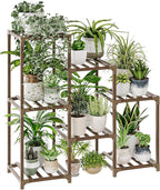 Bamworld Plant Stand Indoor Plant Shelf Outdoor Wood Plant Rack for Multiple Plants 3 Tiers Ladder Plant Holder for Living Room Patio Boho Home Decor for Gardening