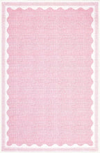GarveeHome 4x6 Rug Non-Slip Washable Low-Pile Carpet - Scalloped Solid Pink Modern Minimalism Rugs for Bedroom Living Room Nursery Kitchen Entryway Indoor Mat with Rubber Back