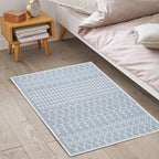 Cotton Morroccan Area Runner Rug 27x45 Inches - Spa Blue, Non Slip Washable Boho Woven Runners Ideal for Hallways, Kitchen, Bedroom, Laundry Room | Farmhouse Blue Decorative Floor Mats for Balcony