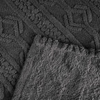 Superior Fleece Boho Jacquard Blanket, Decorative Blankets for Bedroom, Sofa, Fuzzy, Plush, Fluffy, Soft, Cute Room Decor, Beautiful Cover, Comfort Essentials, Arctic Collection, Twin, Charcoal