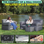 Pittman - Inflatable Furniture Set with Built in Pump for Outdoors & Indoors - Blow Up Couch Set has Heavy Duty Puncture Resistant Fabric for Inflatable Sectional Comfort & Durability if Camping