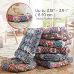 Codi Meditation Floor Pillow, Boho Pillows Seating for Adults and Kids, Large Round Cushion for Yoga Living Room Tatami Sitting, Memory Foam Added, 22x22 Inch, Multi Patchwork