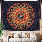 Edeesky Boho Mandala Tapestry Aesthetic Wall Hanging Psychedelic Hippie Butterfly Tapestries Vintage Wall Art Home Decor for Bedroom,Living Room,Dorm（Red