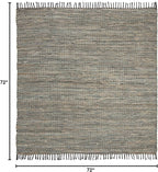SAFAVIEH Vintage Leather Collection Area Rug - 6' Square, Grey, Handmade Boho Fringe Leather & Jute, Ideal for High Traffic Areas in Living Room, Bedroom (VTL203F)