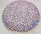 INDIAN CRAFT CASTLE Floor Pillow Cover, Large Cushions Cover Sitting for Adults, Floor Pillow Cover for Meditation or Yoga, Bench/Chair Cushion Cover 22 Inches Pink Yellow