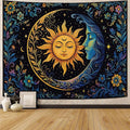 Accnicc Sun and Moon Tapestry for Bedroom Hippie Boho Floral Wall Tapestry Aesthetic Vintage Flower Plant Celestial Spiritual Large Tapestries Wall Hanging for Living Room Dorm 80 x 60 Inch