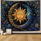 Accnicc Sun and Moon Tapestry for Bedroom Hippie Boho Floral Wall Tapestry Aesthetic Vintage Flower Plant Celestial Spiritual Large Tapestries Wall Hanging for Living Room Dorm 80 x 60 Inch