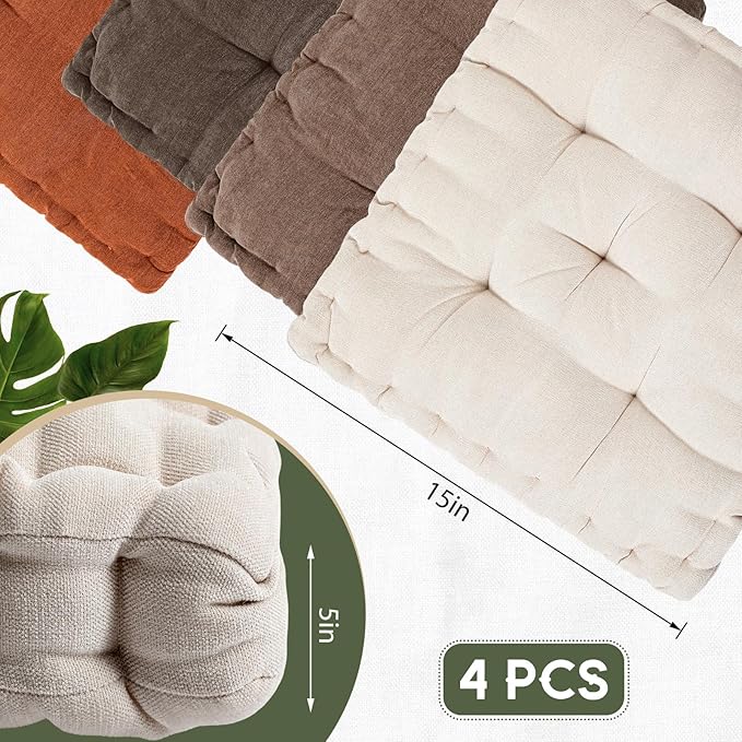 Jerify Floor Pillow Cushions Large Round Square Large Meditation Floor Pillow for Classroom Adult Meditation Picnic Party Seating Learning Daycare School(Square,Mixed Brown,4 Pcs)