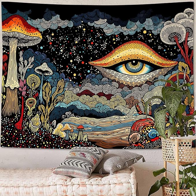 Yeoiat Tapestry Mystical Mushroom Tapestries Fantasy Gaze Tapestries Bohemian Forest Wall Tapestry Bedroom Dormitory Living Room Decoration 60"x44"