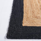 SAFAVIEH Area Rug 8x10 - Natural Fiber Collection - Large - Natural & Black, Handmade Flat Weave Jute Boho Farmhouse Rustic Border, Ideal for Living Room, Bedroom, Dining Space (NFB852Z)