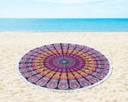 Round Beach Tapestry Turquoise Mandala Throw/Boho Hippie Beach Blanket Roundie/Indian Cotton Bohemian Large Round Table Cloth-Home Decor/Yoga Mat Meditation Picnic Rug (42", Pink And Yellow)